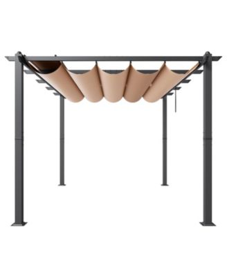 Outdoor Pergola with Adjustable Canopy Retractable Shade and Aluminum Frame