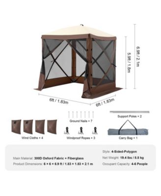 Outdoor 4-Sided Pop Up Gazebo Tent with Mosquito Net For Garden