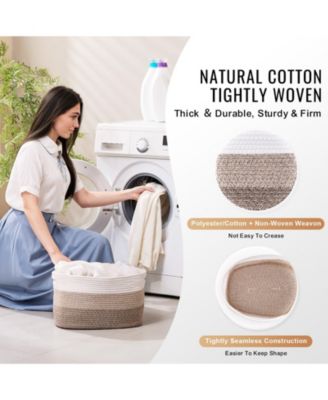 Woven Cotton Rope Baskets 3 Pack for Organizing Closet Shelf or Kids Room