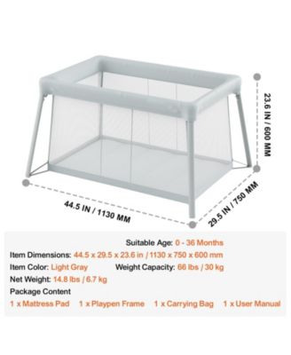 Baby Travel Crib Play Yard Folding Baby Toddler Playpen with Zipper Gate