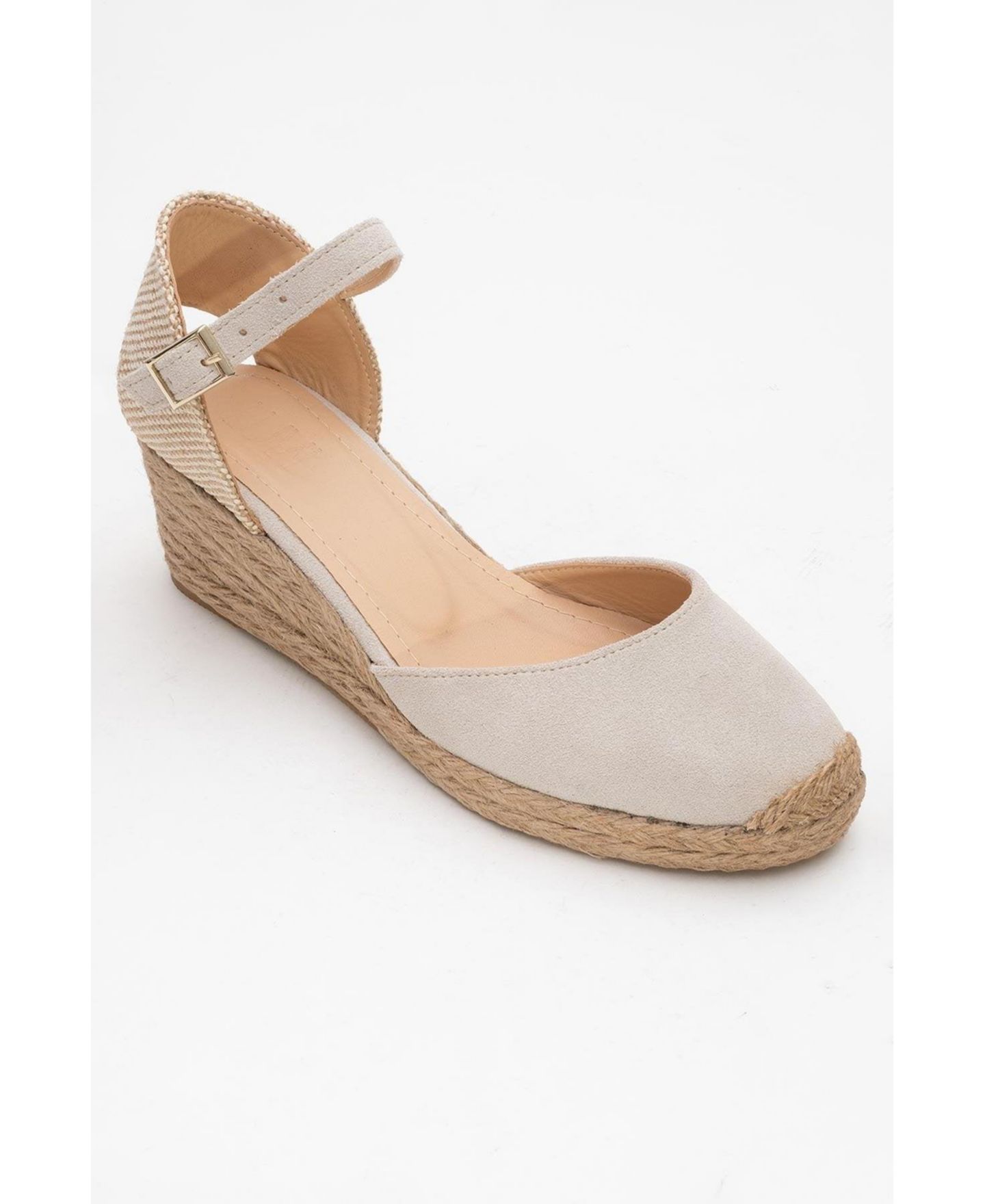 Женские кожаные эспадрильи на платформе Forever & Always Shoes Aldea, цвет: Бежевый замшевый кожаный — фото 1
