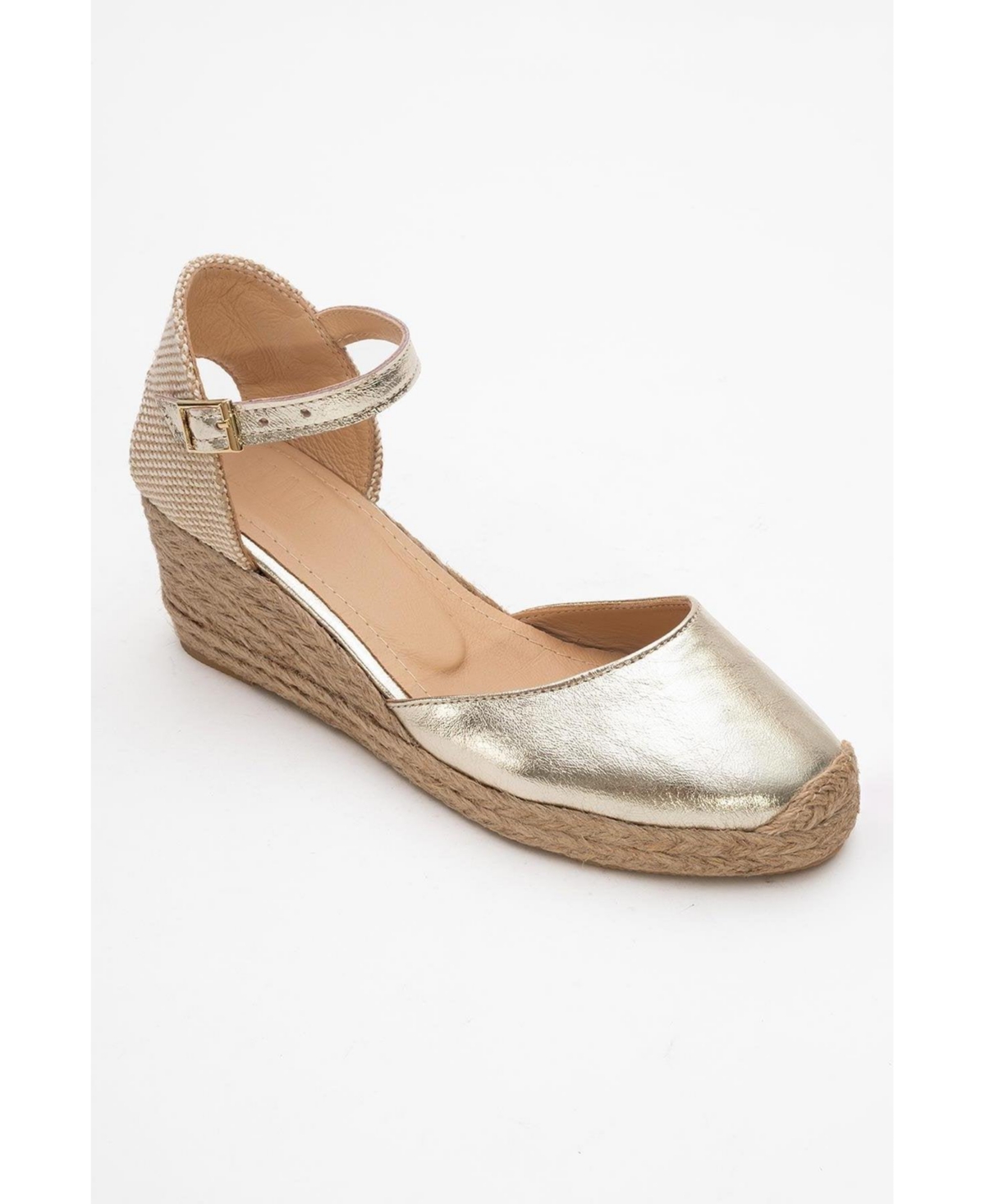 Aldea Leather Platform Espadrille (Women) - Gold leather