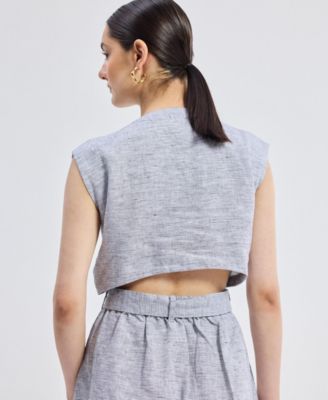 Women's Back Cut Out Linen Dress