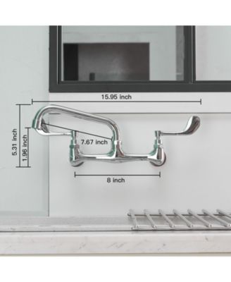 Double Handle 8 in. Swivel Spout 8 in. Center Wall Mount Standard Kitchen Faucet