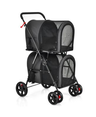 4-in-1 Double Pet Stroller w/ Detachable Carrier Travel Carriage for Cats