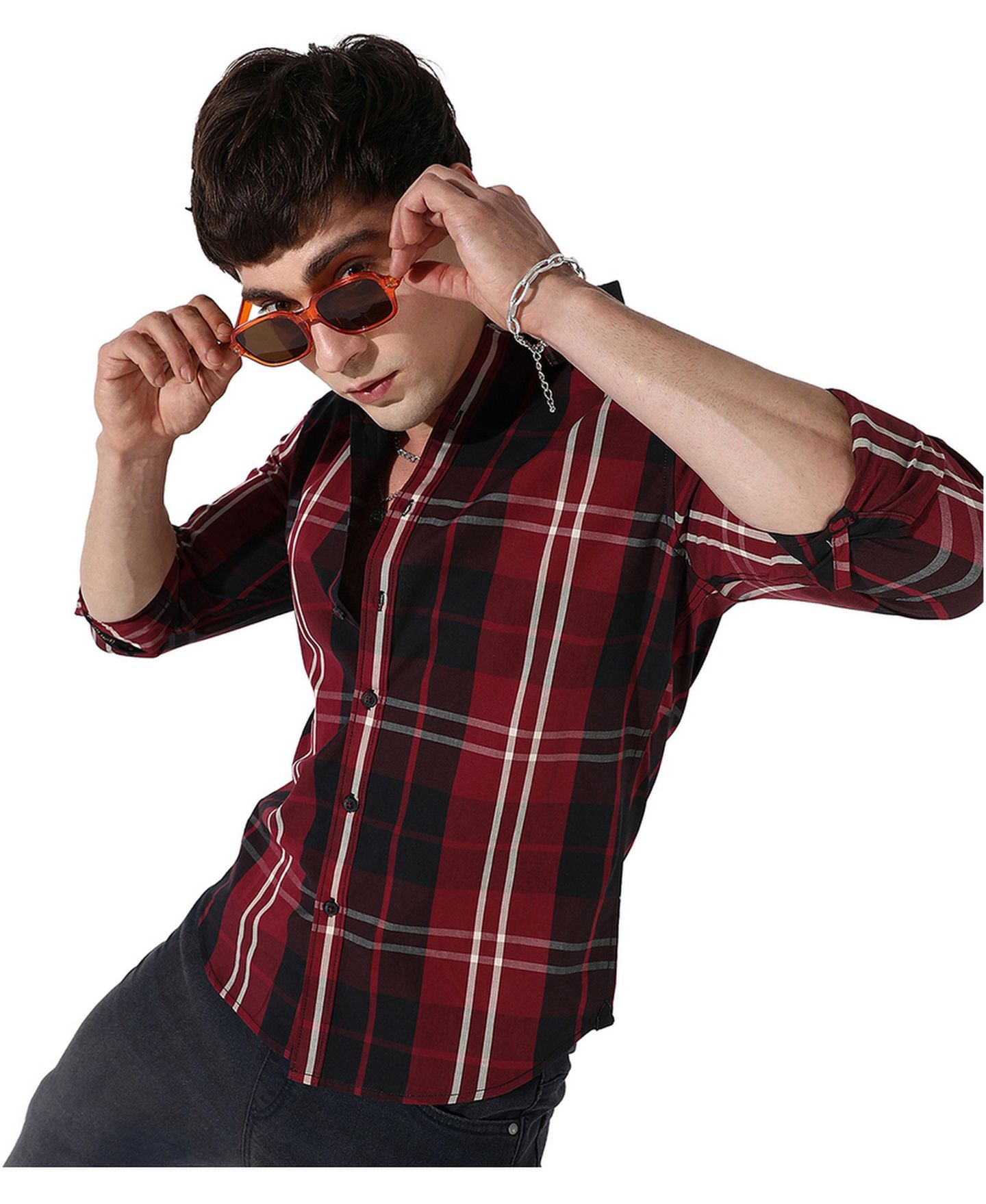 Мужская рубашка Cahoot Campus Sutra Plaid Red Cotton, цвет: Красный — фото 1