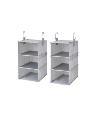 Set of 2 Attachable 3 Shelf Reinforced Hanging Closet Organizers, 50lbs Weight Capacity - Clay