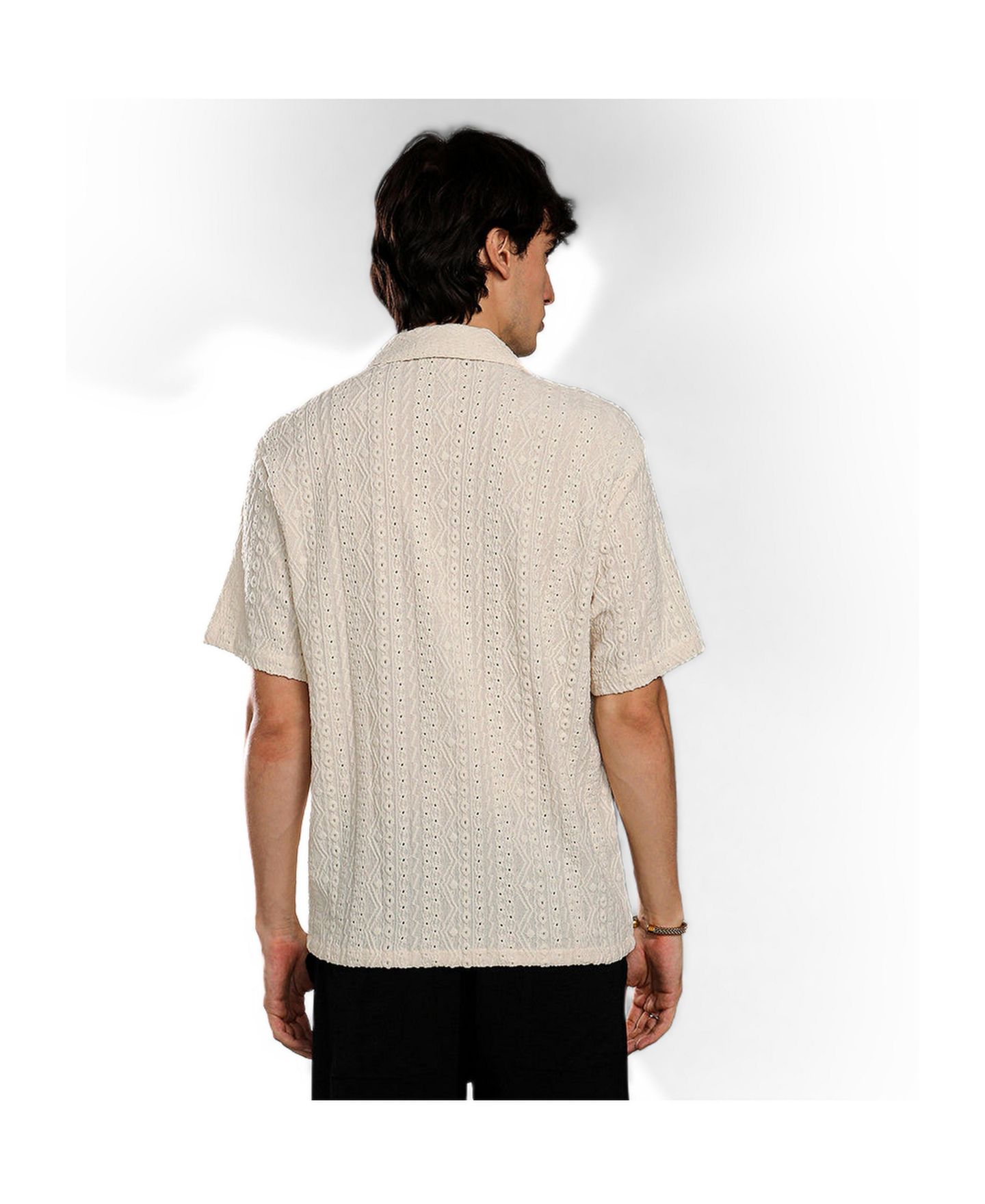 Мужская рубашка Cahoot Campus Sutra Off-White Aztec-Textured, цвет: Белый — фото 2