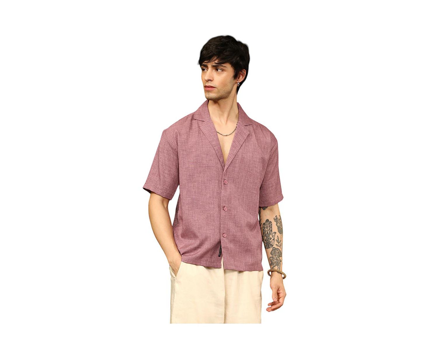 Men's Brick Red Heathered Korean Oversized Shirt
