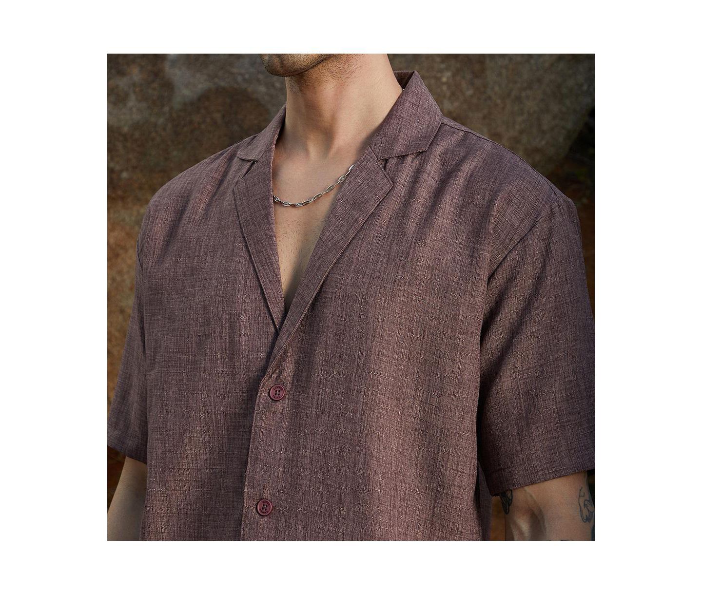 Мужская рубашка Cahoot Campus Sutra Brown Stone Heathered Korean Oversized, цвет: Коричневый — фото 7