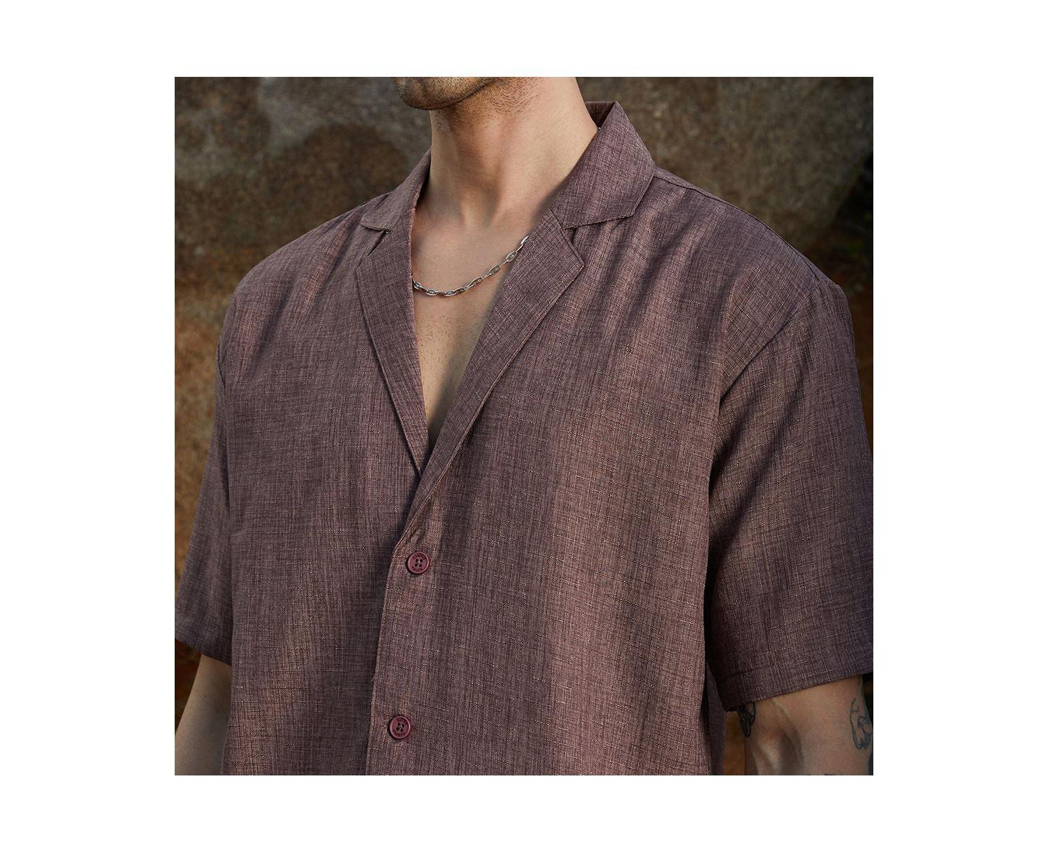 Men's Brown Stone Heathered Korean Oversized Shirt