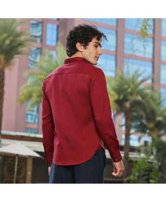 Men's Ruby Red Houndstooth-Tactile Shirt