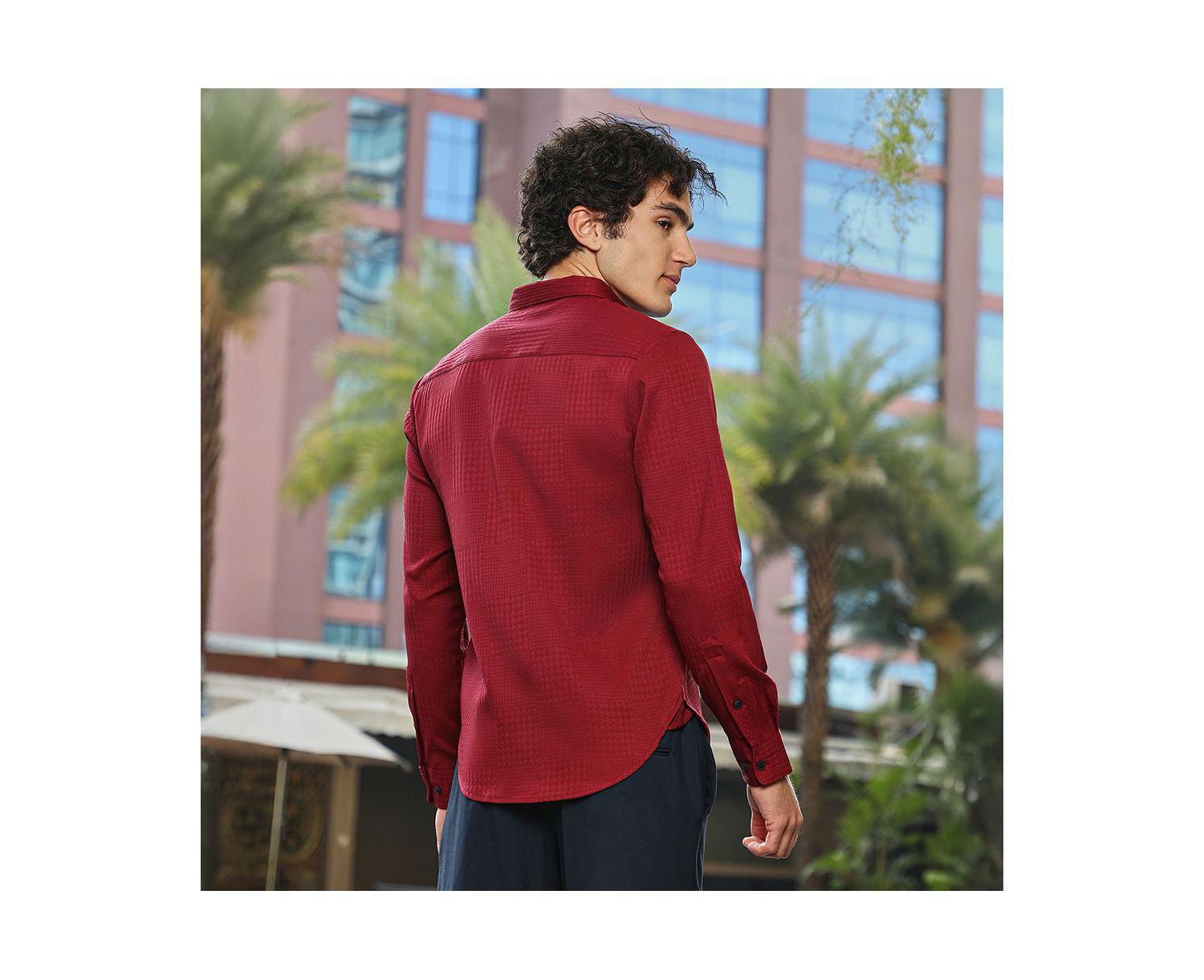 Men's Ruby Red Houndstooth-Tactile Shirt