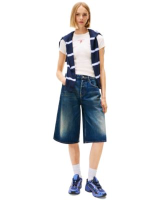 Women's Slim Rose Logo Ribbed Short-Sleeve T-Shirt