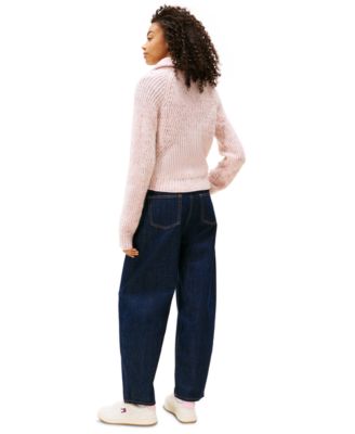 Women's Textured Quarter-Zip Long-Sleeve Sweater 