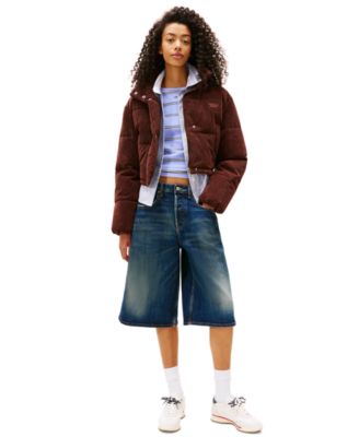 Women's Corduroy Cropped Puffer Jacket