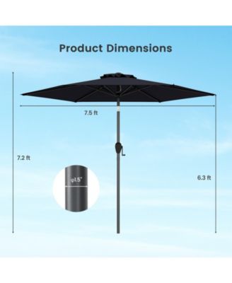 7.5 ft Patio Umbrella Outdoor Heavy Duty Market Umbrella with Push Button Tilt