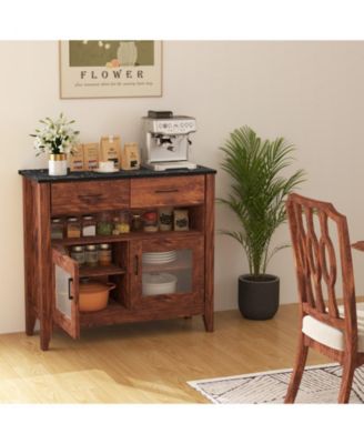 Coffee Bar Cabinet with 2 Drawers and 1 Open Compartment