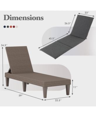 2PCS Patio Lounge Chair Recliner Chair w/ 3-Position Adjustable Backrest & Cushion