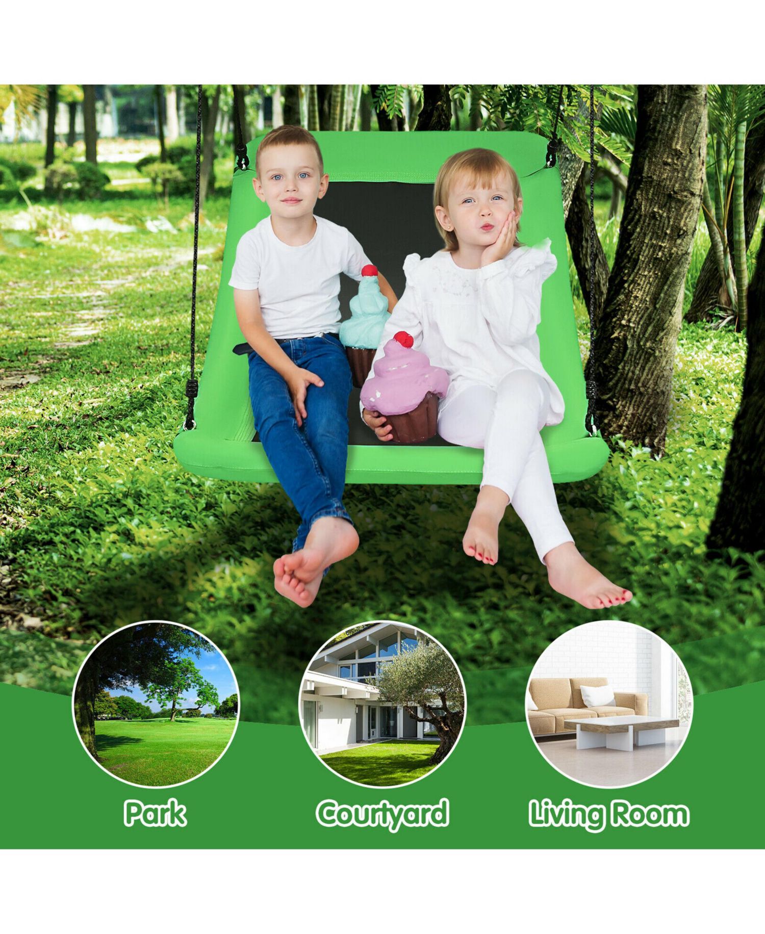 700lb Giant 60'' Platform Tree Swing for Kids and Adults
