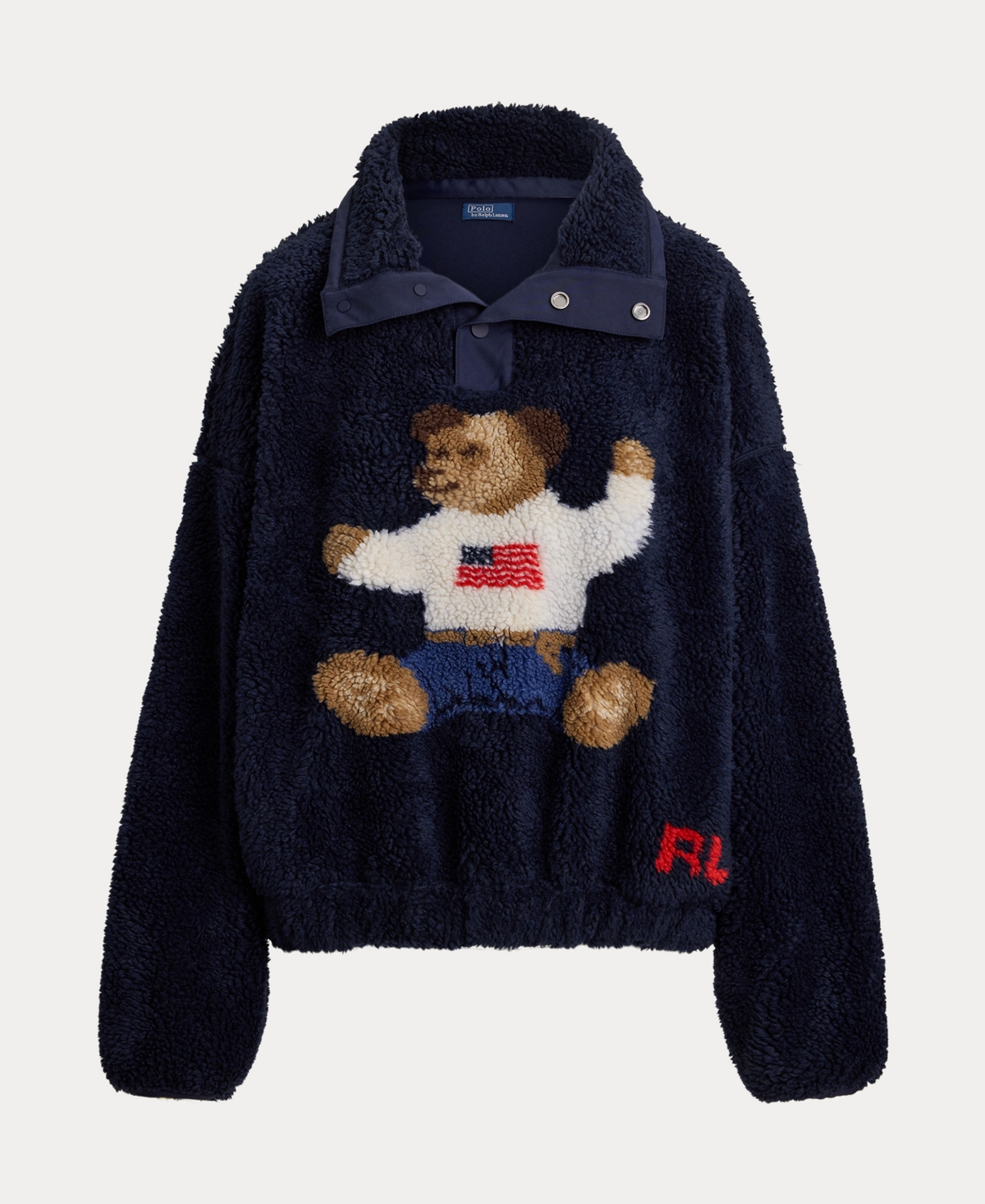 Polo Ralph Lauren Bear Teddy Jacket Pile Hanorak In Blue