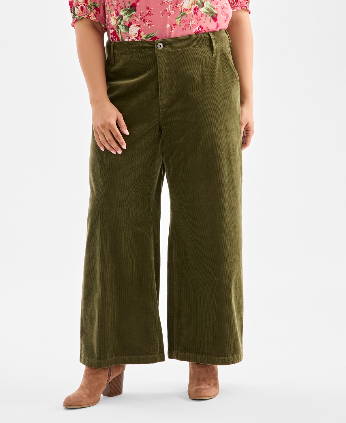 Style & Co Plus Size Wide-leg Corduroy Pants, Macy's Exclusive In Multi