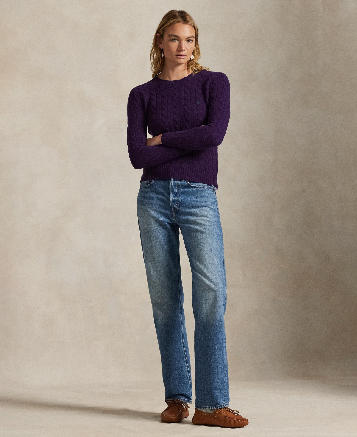 Polo Ralph Lauren Women's Cable Wool-cashmere Crewneck Sweater