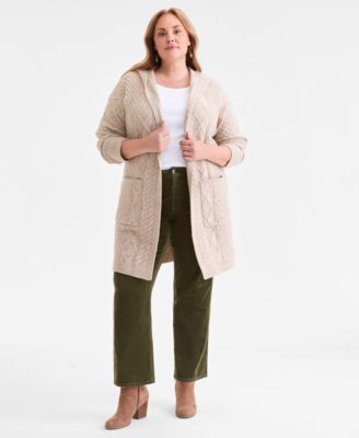 Style & Co - Plus Size Chunky Open-Front Cable-Knit Cardigan