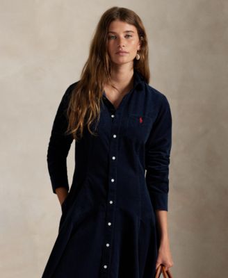 Women's Cotton Corduroy A-Line Shirtdress