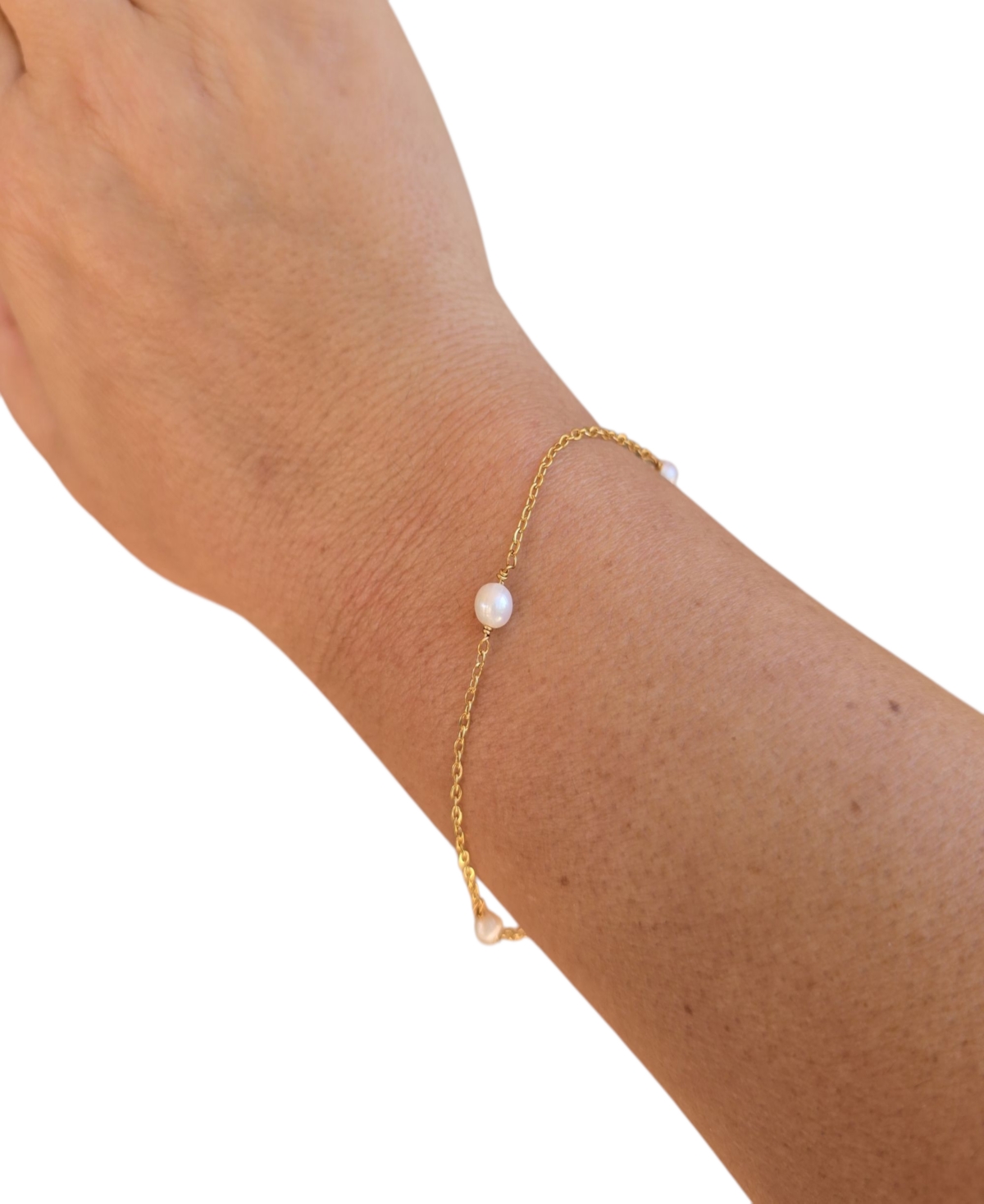 Minu Jewels Freshwater Pearl Link Bracelet In Gold
