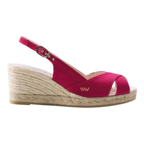 Женские сандалии VISCATA Llansa Archive Canvas Espadrille Sandal Wedges Slingback, цвет: Вишнёвый