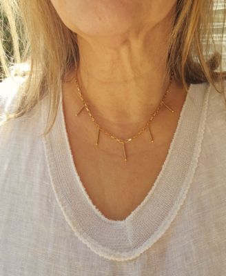 Gold-Tone Bar Charm Statement Necklace, 16" + 1" extender