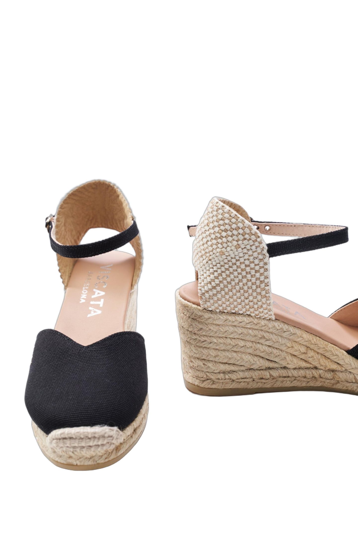 Женские сандалии VISCATA Reus Canvas Espadrille Wedges Ankle Strap, цвет: Чёрный — фото 2