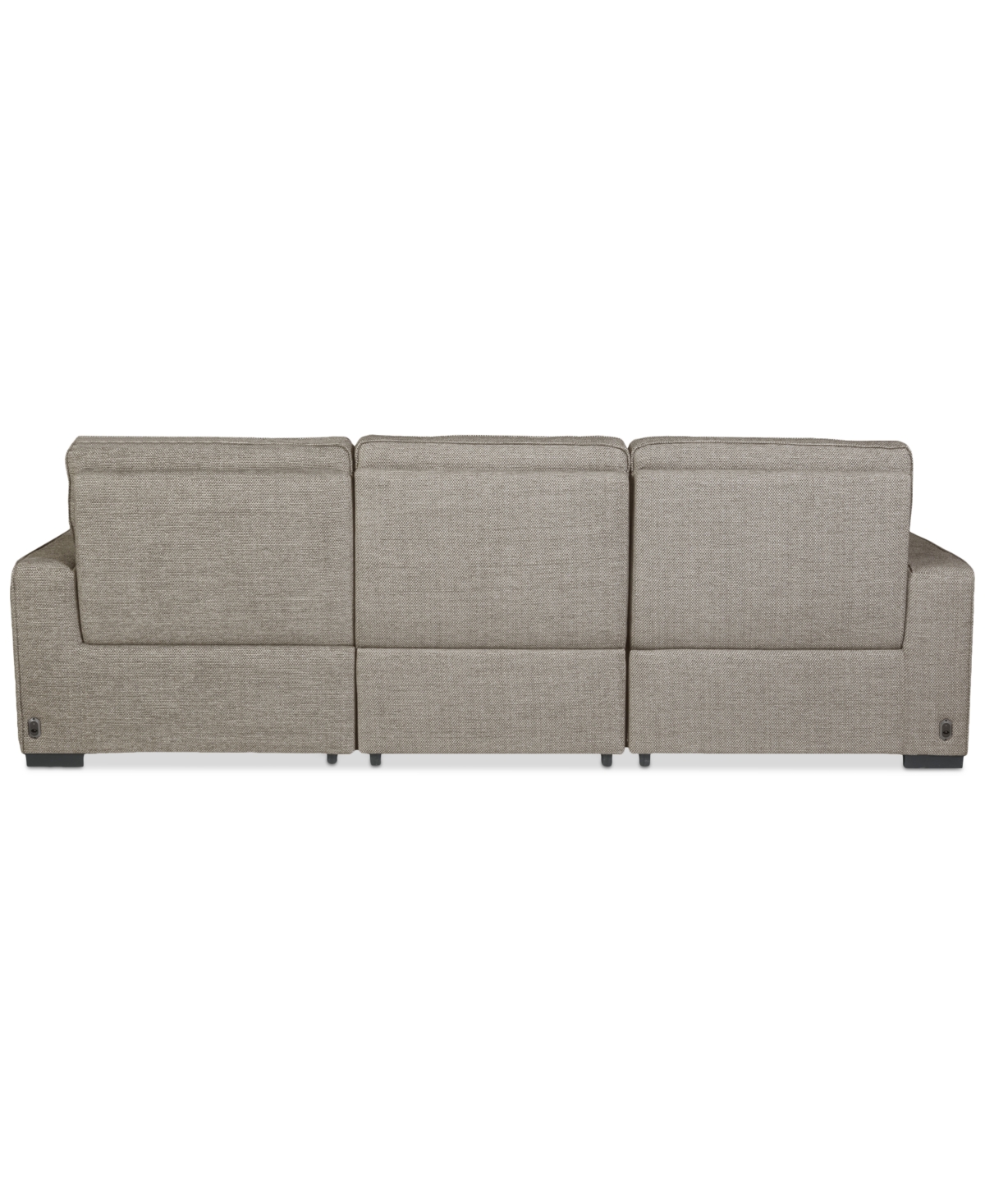Macy's Miren 3-pc. Fabric Chaise Sectional With 2 Power Headrest Recliners, Exclusively At  In Brown