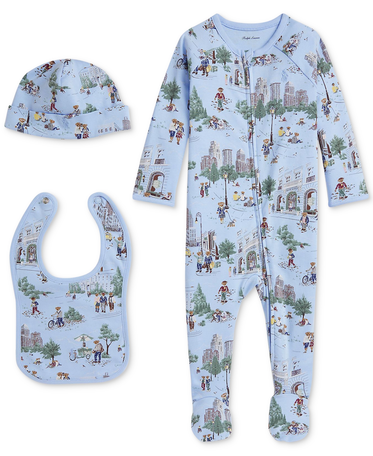 Polo Ralph Lauren Baby Boys Cotton Coverall Set In Blue