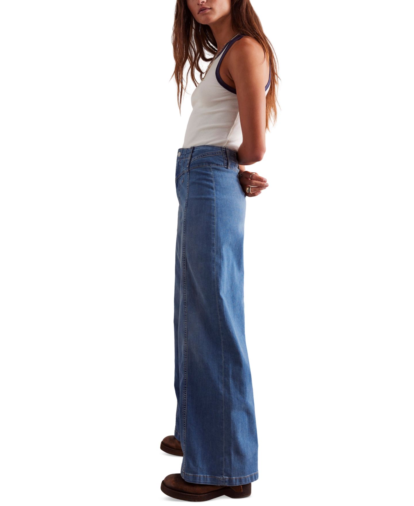 Женские джинсы Free People We The Free Libre Front-Seam Wide-Leg, цвет: Goodie — фото 2