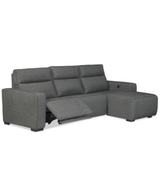 Miren 3-Pc. Fabric Chaise Sectional with 1 Power Headrest Recliner