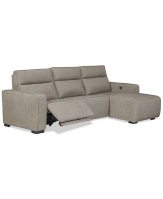 Miren 3-Pc. Fabric Chaise Sectional with 1 Power Headrest Recliner, Exclusively at Macy's