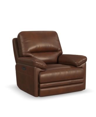 David 43" Pecan Leather Power Gliding Recliner