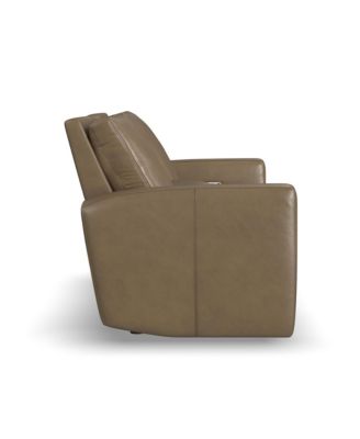 Aria 75" Fawn Leather Power Reclining Loveseat with Console