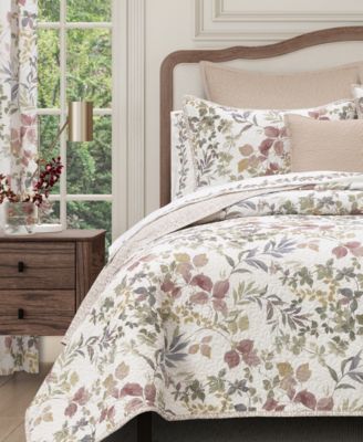Rosewood Botanical Leaf 3-Pc. Quilt Set, Full/Queen