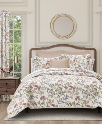 Rosewood Botanical Leaf 3-Pc. Quilt Set, King/California King