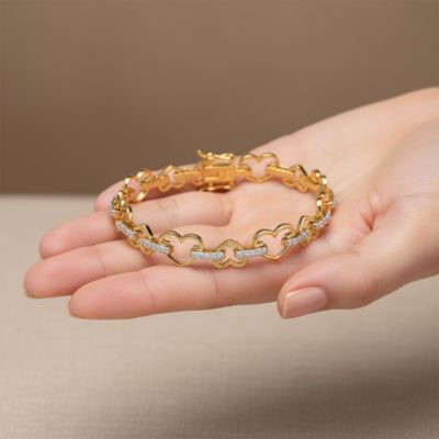 Women's Two-Tone Sterling Silver Open Heart-Link Design Bracelet