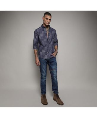 Men's Steel Blue Heathered Denim Check Shirt