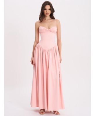 Women's Najwa Baby Pink Ruched Breast Drop Waist Maxi Dress