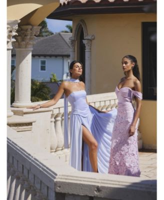 Women's Qianna Baby Blue Peplum Top Drop Waist Chiffon Gown