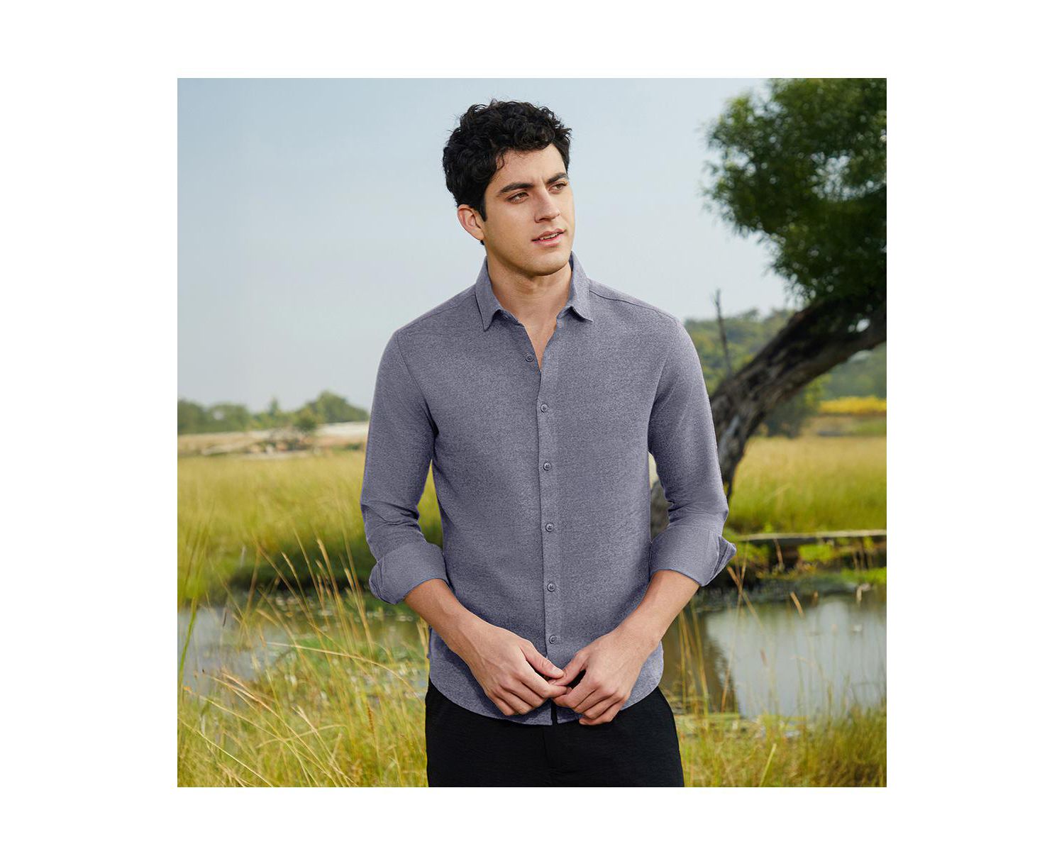 Men's Aegean Blue Grainy Shirt