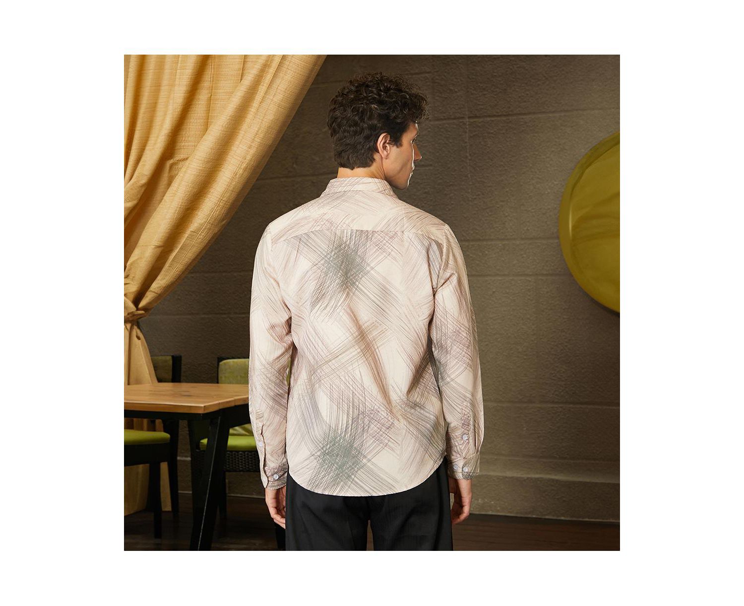 Men's Saltbox Beige Faded Strokes Shirt