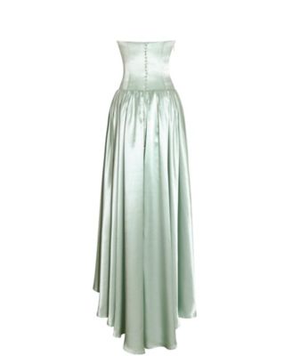 Women's Lael Mint Green Back Button Trailing Gown