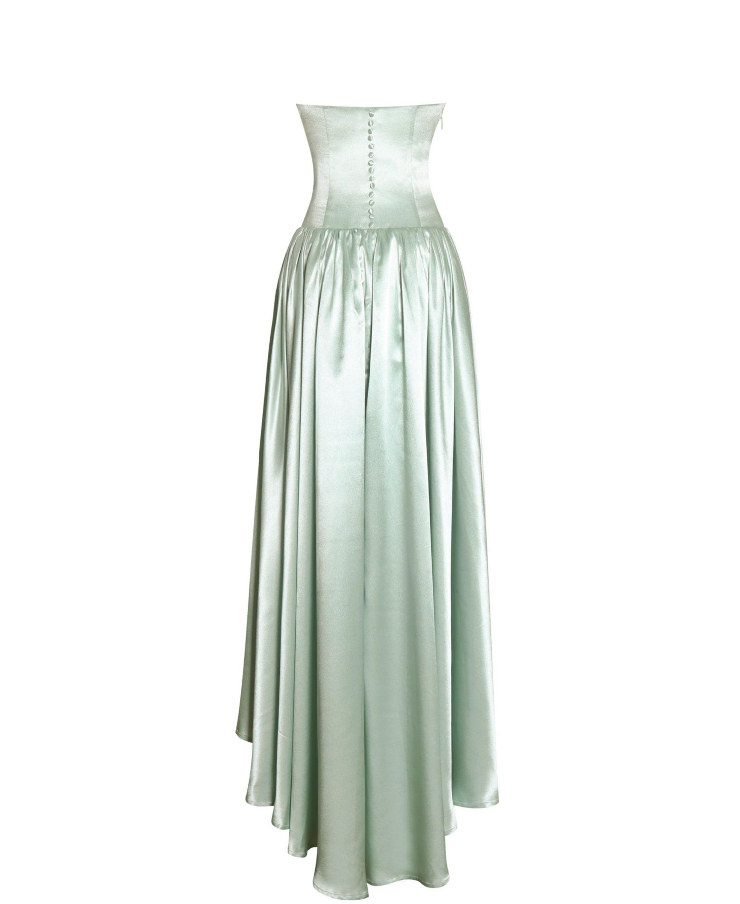 Women's Lael Mint Green Back Button Trailing Gown